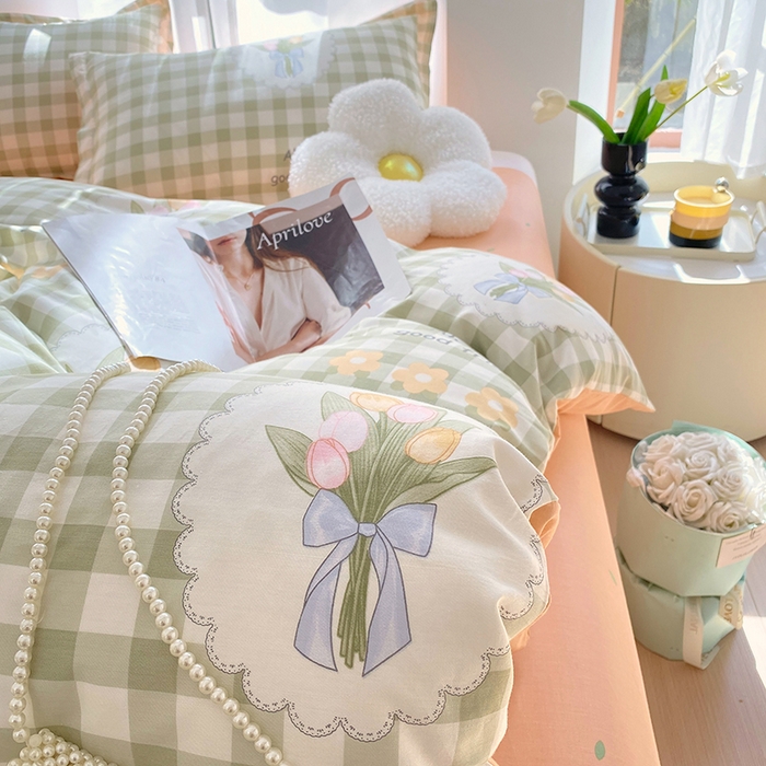 91家纺网 家纺一手货源 找家纺 拾物记 2024新款A类喷气全棉12868卡通印花四件套 茉彩