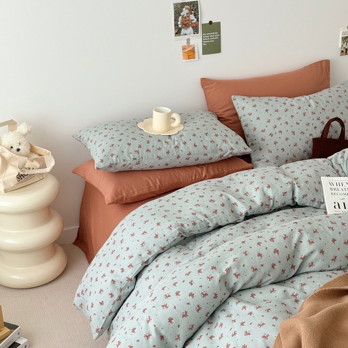 91家纺网 家纺一手货源 找家纺 安莱生活 2024新款高奢全棉新疆棉双层纱四件套 中古花