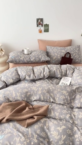 91家纺网 家纺一手货源 找家纺 安莱生活 2024新款高奢全棉新疆棉双层纱四件套 森屿