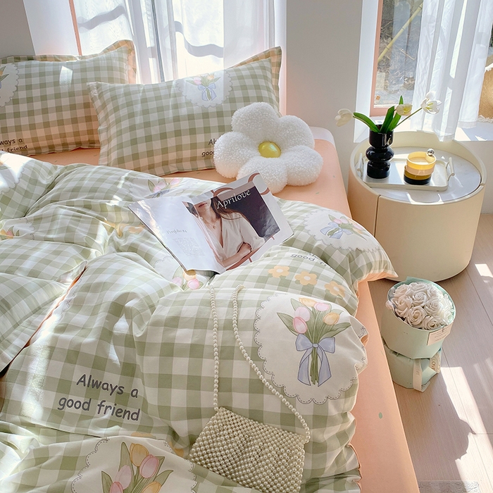 91家纺网 家纺一手货源 找家纺 拾物记 2024新款A类喷气全棉12868卡通印花四件套 茉彩