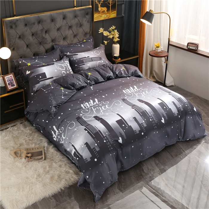 91家纺网 家纺一手货源 找家纺 北部居 2024新款加厚化纤四件套 伦敦之夜