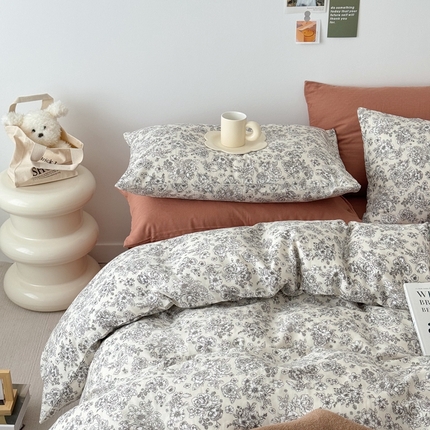 91家纺网 家纺一手货源 找家纺 安莱生活 2024新款高奢全棉新疆棉双层纱四件套 赫本