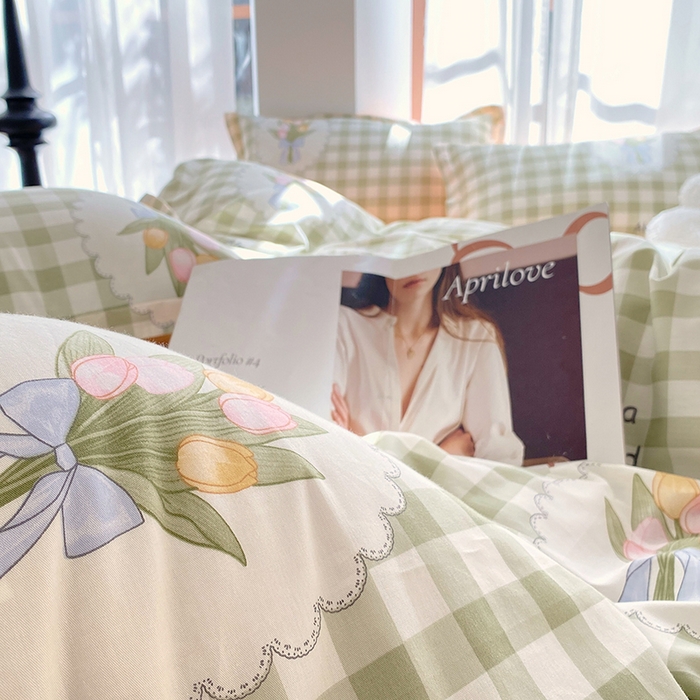 91家纺网 家纺一手货源 找家纺 拾物记 2024新款A类喷气全棉12868卡通印花四件套 茉彩