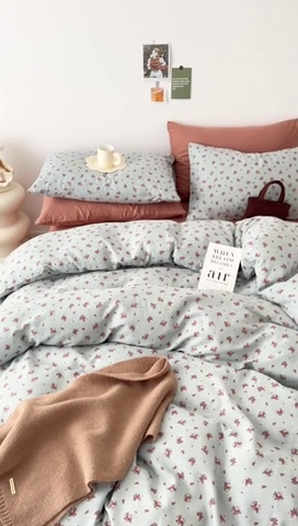 91家纺网 家纺一手货源 找家纺 安莱生活 2024新款高奢全棉新疆棉双层纱四件套 中古花