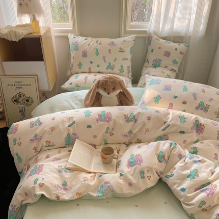 91家纺网 家纺一手货源 找家纺 （总）2024新款AB版40支全棉13372ins卡通可爱风四件套