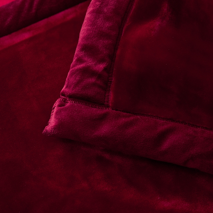 91家纺网 家纺一手货源 找家纺 静宝乳胶 2024新款拉舍尔毛毯 CC-638 酒红