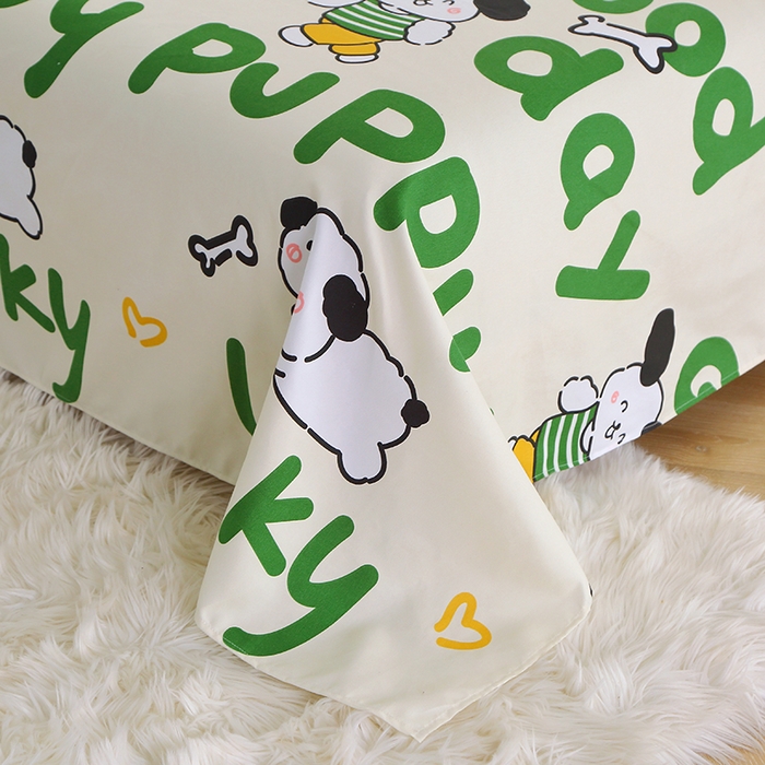 91家纺网 家纺一手货源 找家纺 北部居 2024新款加厚化纤单床单 爱心狗