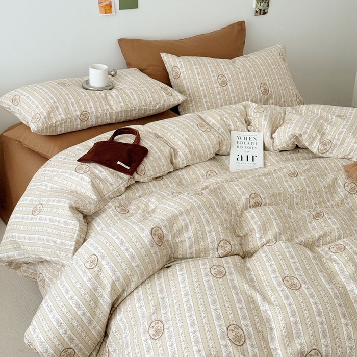 91家纺网 家纺一手货源 找家纺 安莱生活 2024新款高奢全棉新疆棉双层纱四件套 赫本小姐