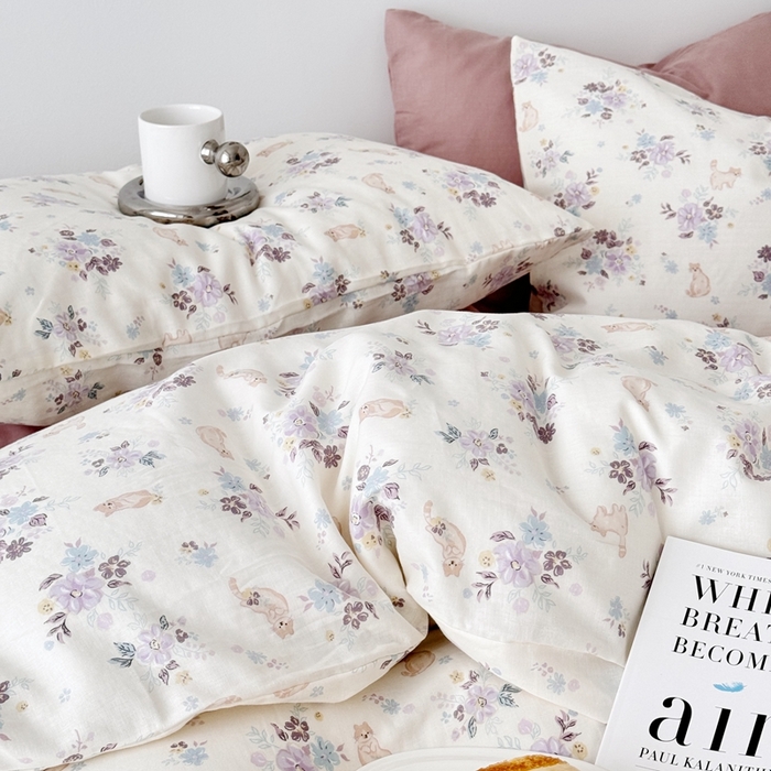 91家纺网 家纺一手货源 找家纺 安莱生活 2024新款高奢全棉新疆棉双层纱四件套 慵懒午后