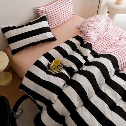 珺柔家纺 2024年款13070全棉数码印花四件套 甜酷黑