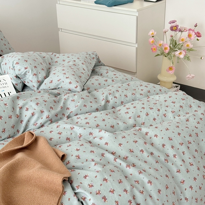 91家纺网 家纺一手货源 找家纺 安莱生活 2024新款高奢全棉新疆棉双层纱四件套 中古花