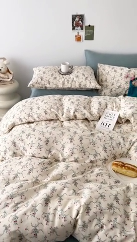 91家纺网 家纺一手货源 找家纺 安莱生活 2024新款高奢全棉新疆棉双层纱四件套 含香