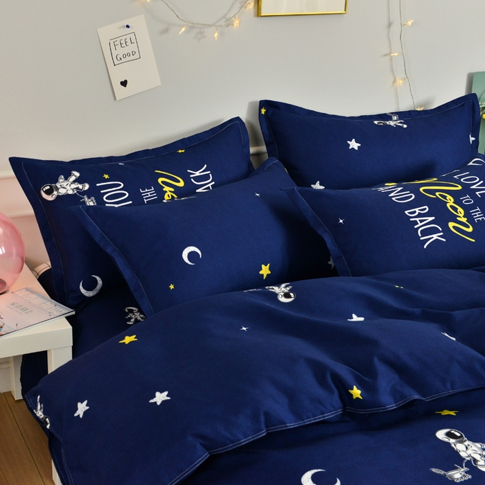 91家纺网 家纺一手货源 找家纺 北部居 2024新款加厚化纤四件套 星际穿越