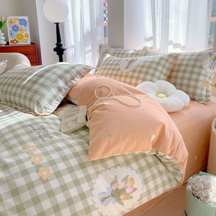 91家纺网 家纺一手货源 找家纺 拾物记 2024新款A类喷气全棉12868卡通印花四件套 茉彩