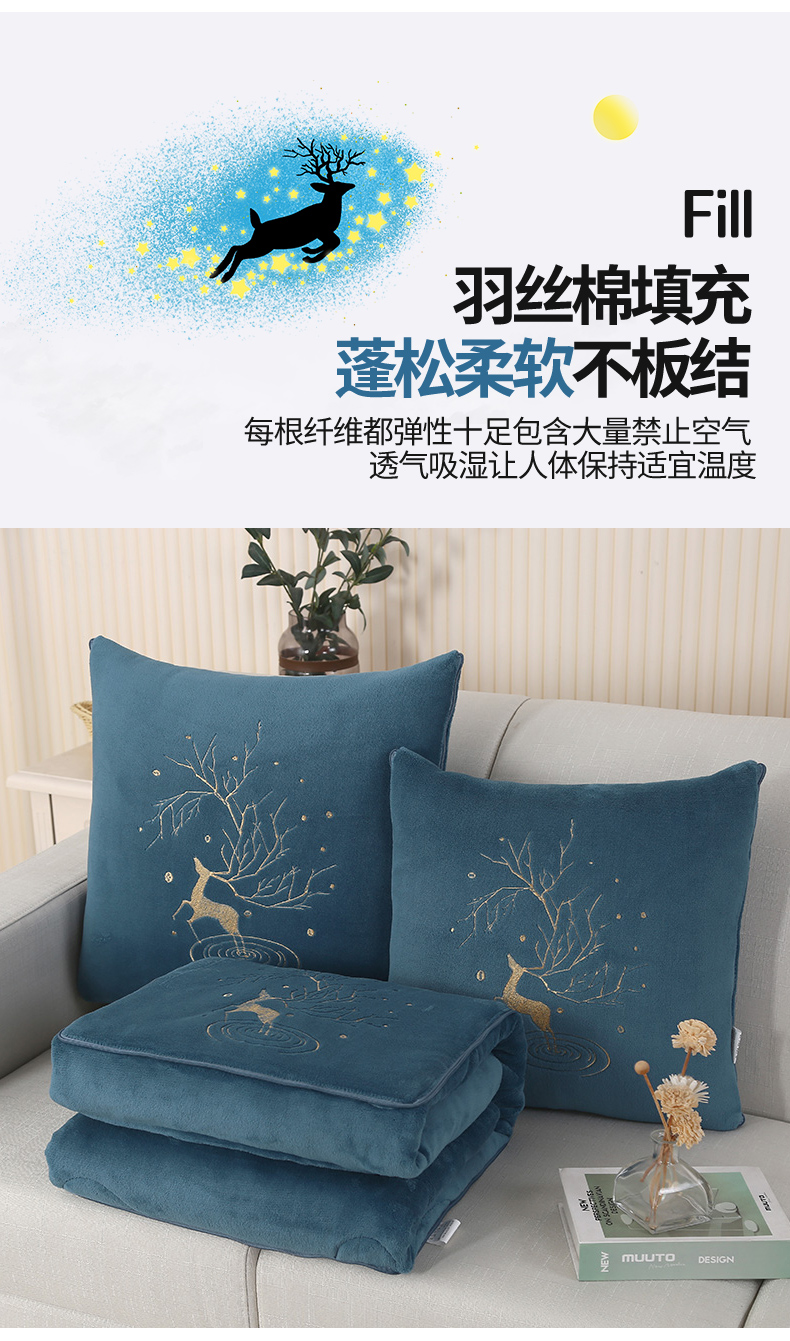 91家纺网 家纺一手货源 找家纺 （总）吉利家居 2024新款牛奶绒星空鹿多功能抱枕
