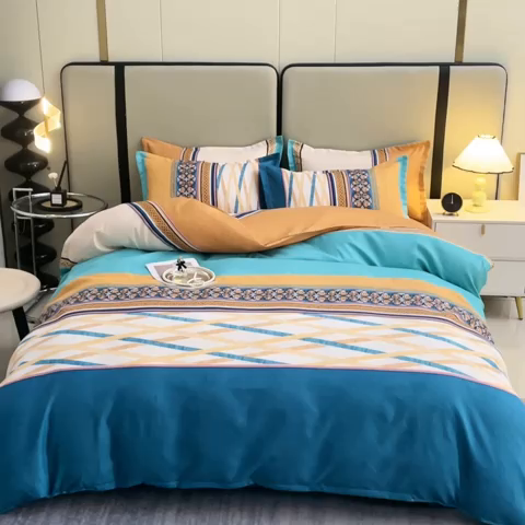 91家纺网 家纺一手货源 找家纺 北部居 2024新款加厚化纤四件套 莫吉托