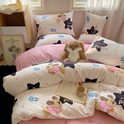 91家纺网 家纺一手货源 找家纺 （总）2024新款AB版40支全棉13372ins卡通可爱风四件套