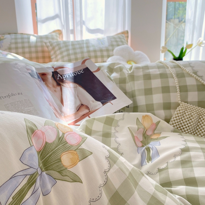 91家纺网 家纺一手货源 找家纺 拾物记 2024新款A类喷气全棉12868卡通印花四件套 茉彩