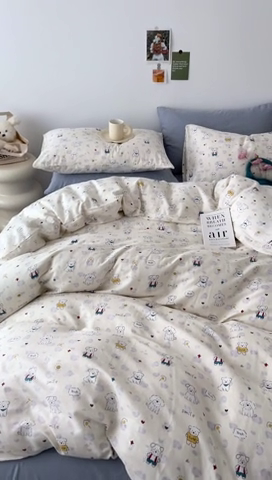 91家纺网 家纺一手货源 找家纺 安莱生活 2024新款高奢全棉新疆棉双层纱四件套 小白