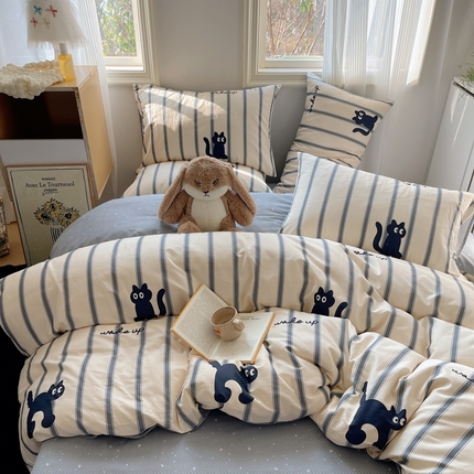 91家纺网 家纺一手货源 找家纺 （总）2024新款AB版40支全棉13372ins卡通可爱风四件套