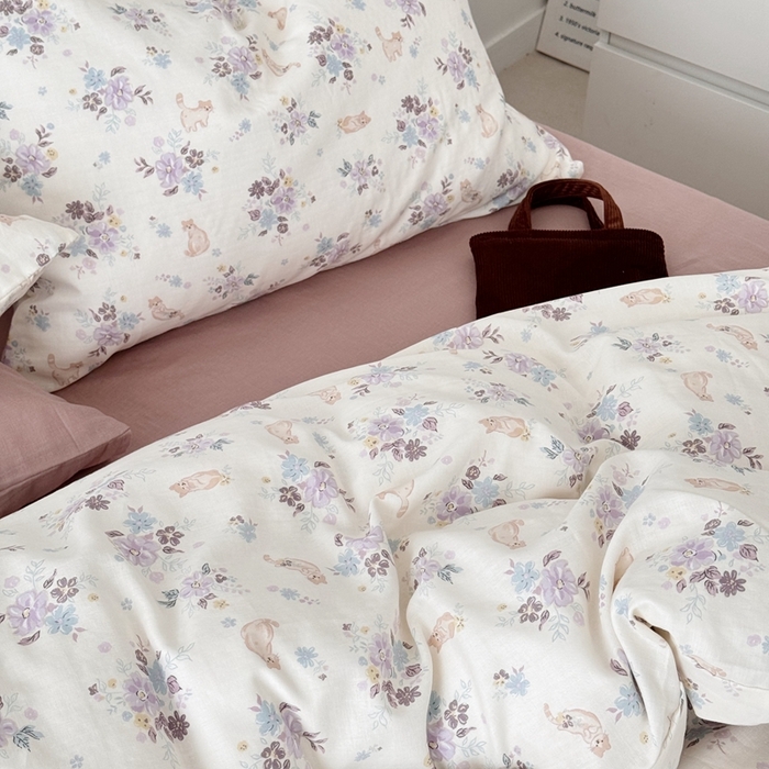 91家纺网 家纺一手货源 找家纺 安莱生活 2024新款高奢全棉新疆棉双层纱四件套 慵懒午后