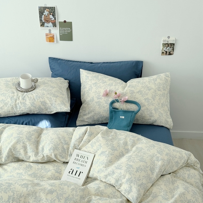 91家纺网 家纺一手货源 找家纺 安莱生活 2024新款高奢全棉新疆棉双层纱四件套 清风