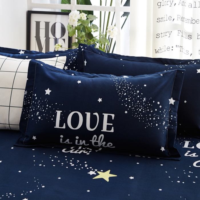 91家纺网 家纺一手货源 找家纺 北部居 2024新款加厚化纤四件套 夜空love