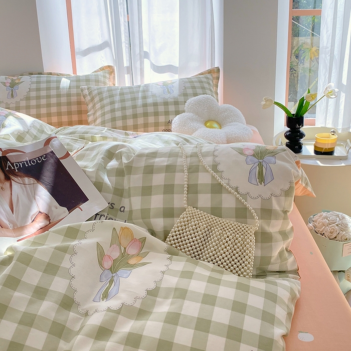 91家纺网 家纺一手货源 找家纺 拾物记 2024新款A类喷气全棉12868卡通印花四件套 茉彩