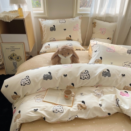 91家纺网 家纺一手货源 找家纺 （总）2024新款AB版40支全棉13372ins卡通可爱风四件套