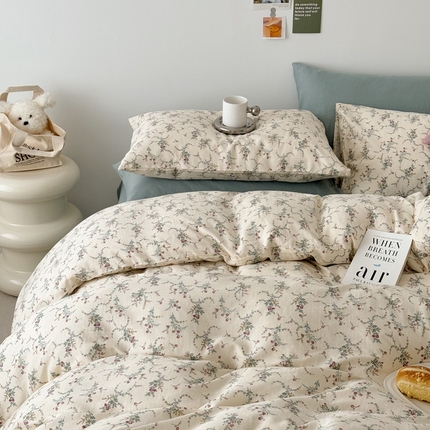 91家纺网 家纺一手货源 找家纺 安莱生活 2024新款高奢全棉新疆棉双层纱四件套 含香