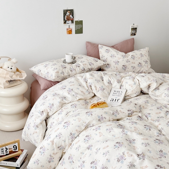 91家纺网 家纺一手货源 找家纺 安莱生活 2024新款高奢全棉新疆棉双层纱四件套 慵懒午后