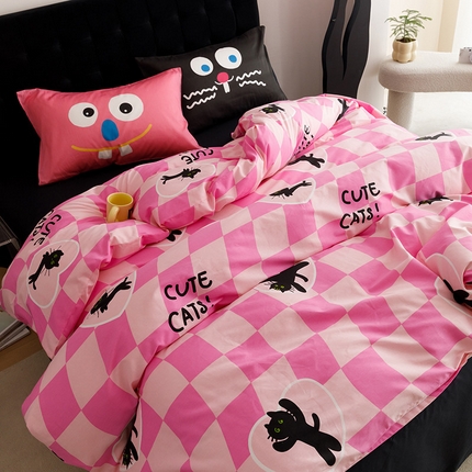珺柔家纺 2024年款13070全棉数码印花四件套 甜心黑猫
