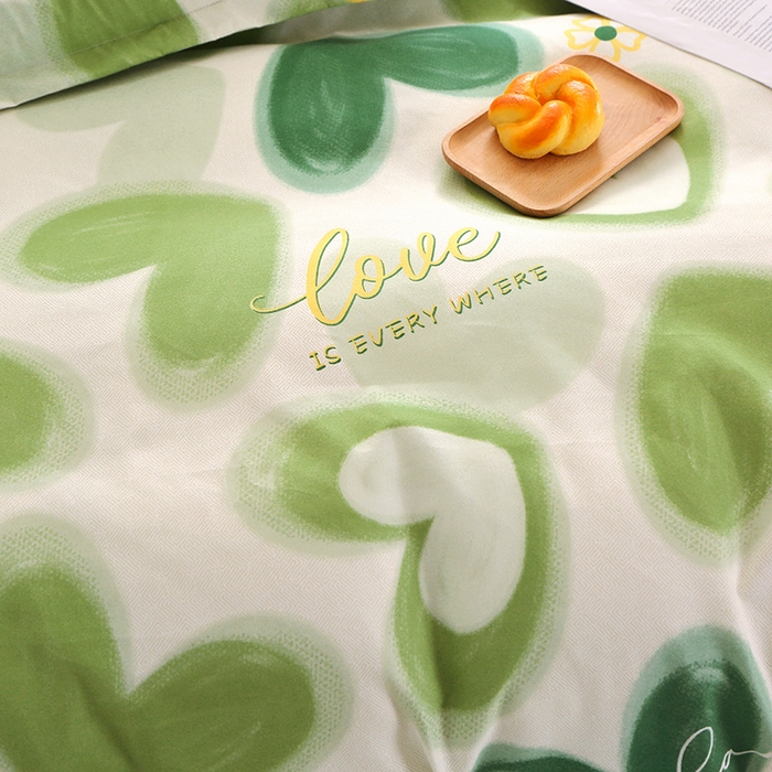 91家纺网 家纺一手货源 找家纺 北部居 2024新款加厚化纤四件套 爱在心田