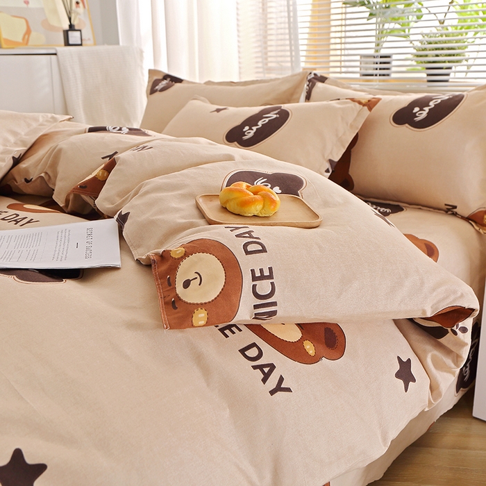 91家纺网 家纺一手货源 找家纺 北部居 2024新款加厚化纤四件套 小熊