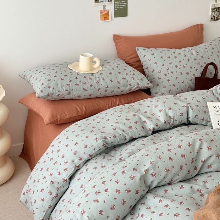 91家纺网 家纺一手货源 找家纺 安莱生活 2024新款高奢全棉新疆棉双层纱四件套 中古花