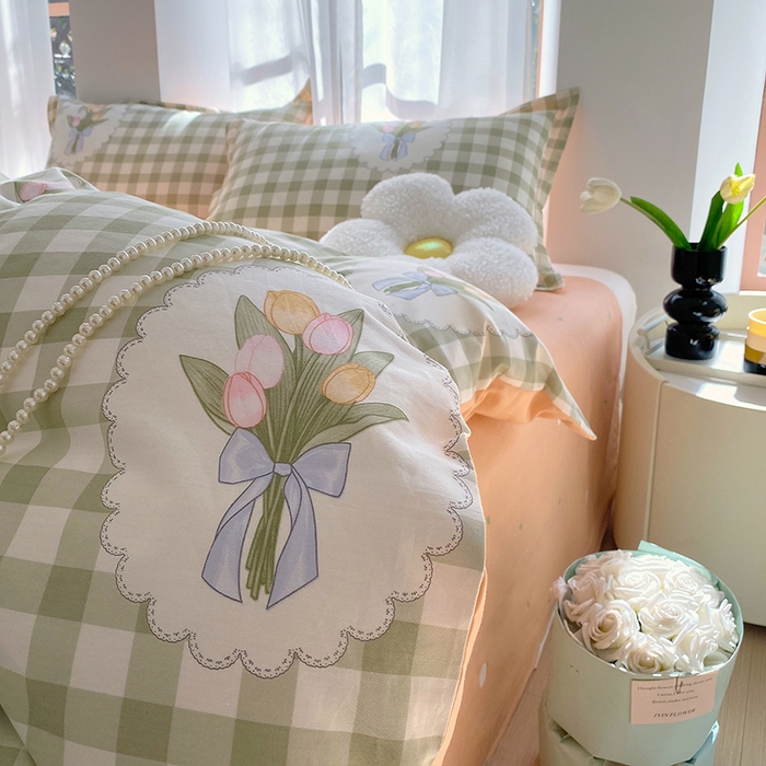 91家纺网 家纺一手货源 找家纺 拾物记 2024新款A类喷气全棉12868卡通印花四件套 茉彩