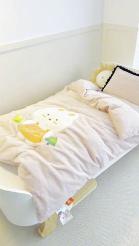 91家纺网 家纺一手货源 找家纺 （总）喜多兔 2024新款全消光牛奶绒超无光仿兔毛绒幼儿园三件套