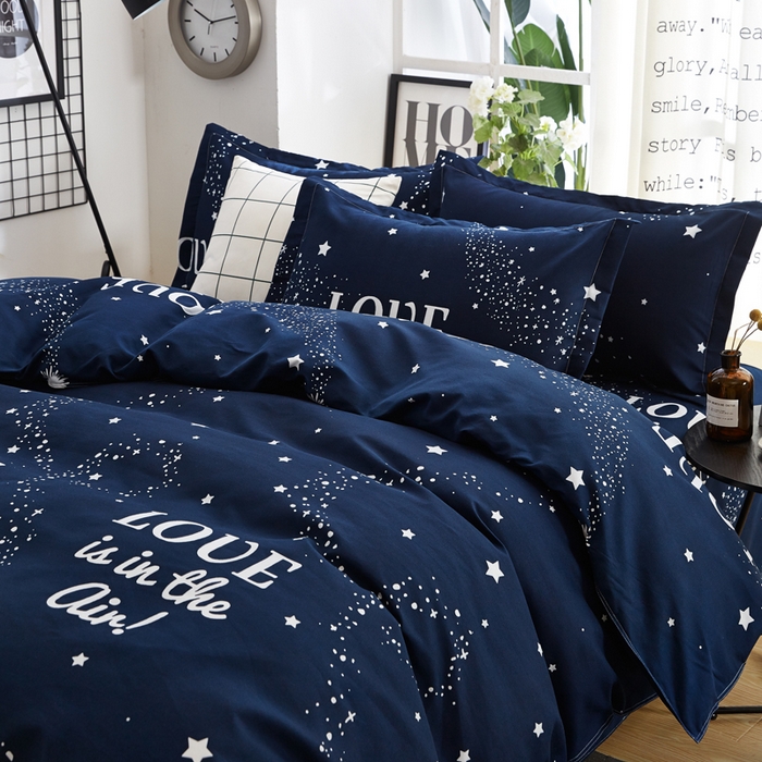 91家纺网 家纺一手货源 找家纺 北部居 2024新款加厚化纤四件套 夜空love