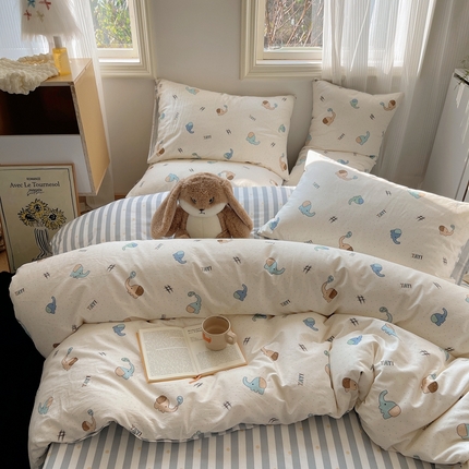 91家纺网 家纺一手货源 找家纺 （总）2024新款AB版40支全棉13372ins卡通可爱风四件套