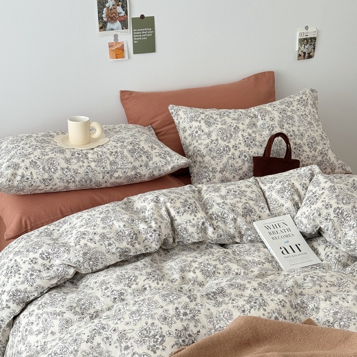 91家纺网 家纺一手货源 找家纺 安莱生活 2024新款高奢全棉新疆棉双层纱四件套 赫本