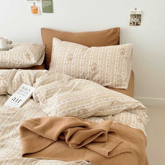 91家纺网 家纺一手货源 找家纺 安莱生活 2024新款高奢全棉新疆棉双层纱四件套 赫本小姐