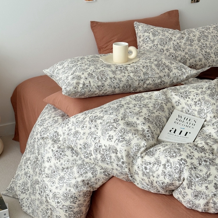 91家纺网 家纺一手货源 找家纺 安莱生活 2024新款高奢全棉新疆棉双层纱四件套 赫本