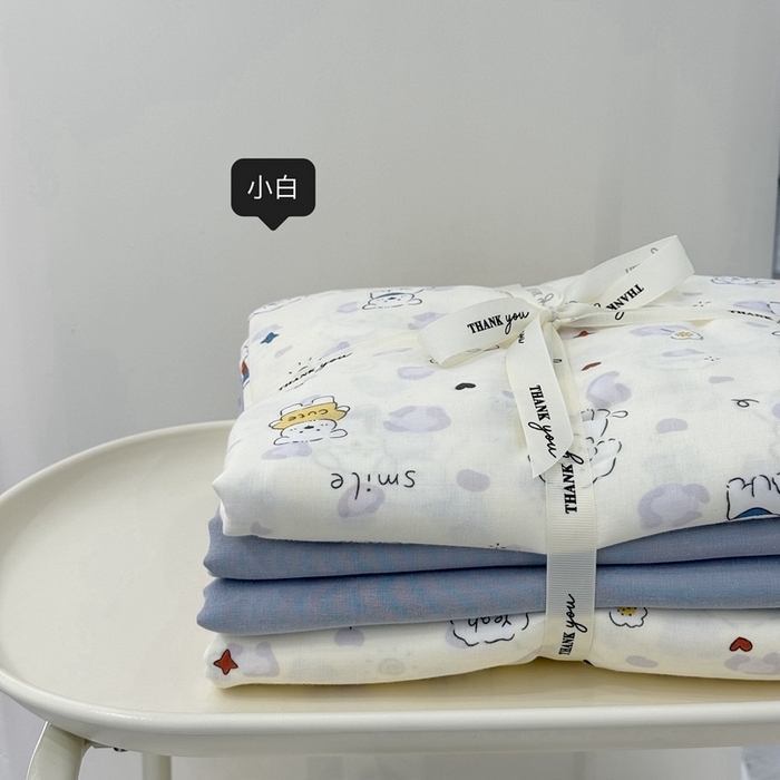 91家纺网 家纺一手货源 找家纺 安莱生活 2024新款高奢全棉新疆棉双层纱四件套 小白