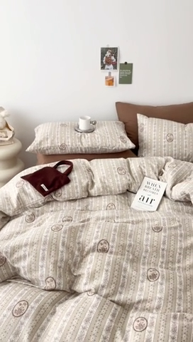 91家纺网 家纺一手货源 找家纺 安莱生活 2024新款高奢全棉新疆棉双层纱四件套 赫本小姐