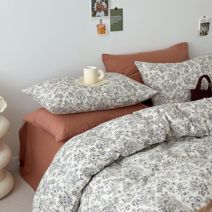 91家纺网 家纺一手货源 找家纺 安莱生活 2024新款高奢全棉新疆棉双层纱四件套 赫本