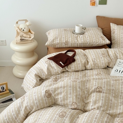 91家纺网 家纺一手货源 找家纺 安莱生活 2024新款高奢全棉新疆棉双层纱四件套 赫本小姐