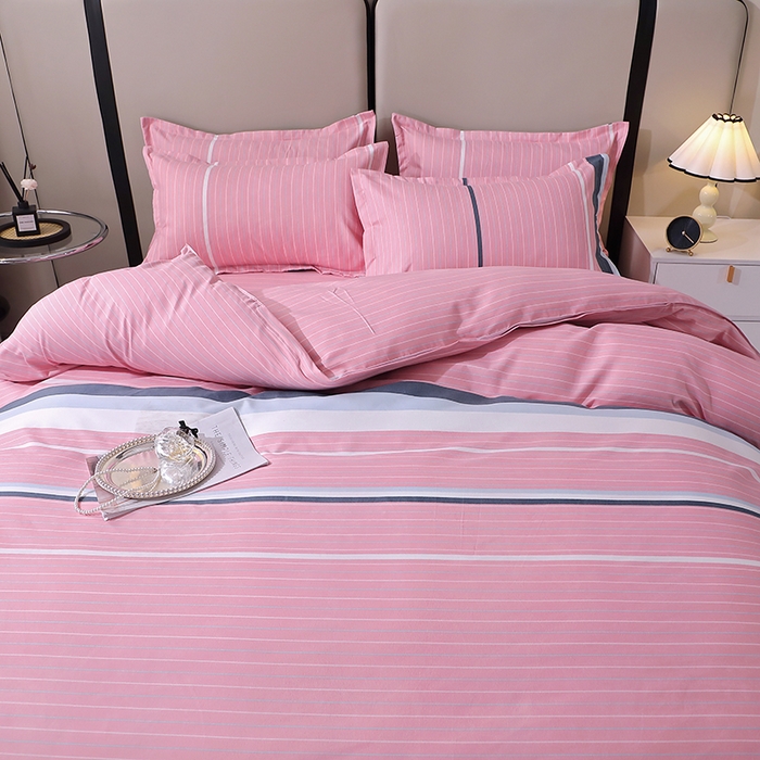 91家纺网 家纺一手货源 找家纺 北部居 2024新款加厚化纤四件套 浪漫-粉