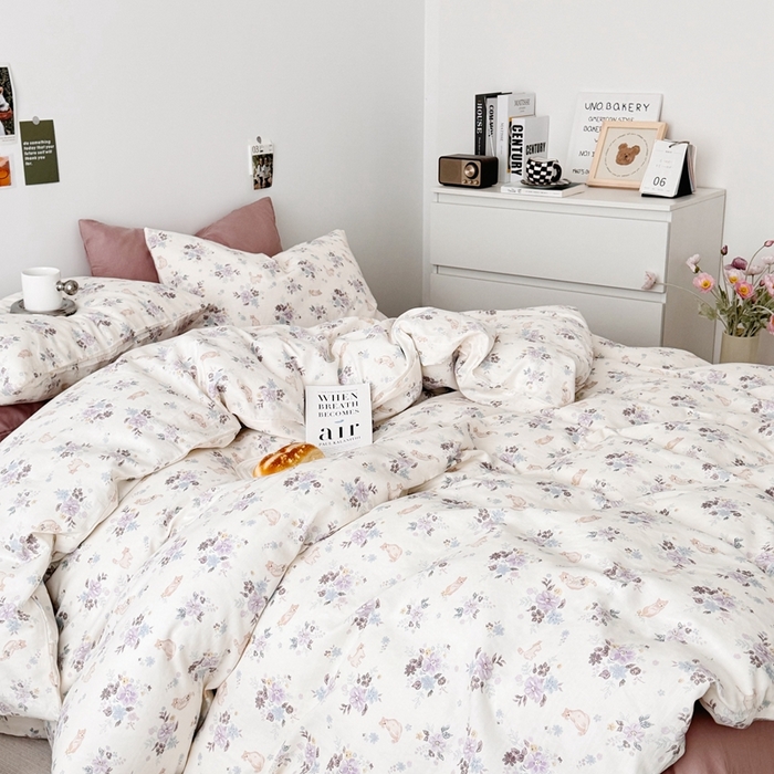 91家纺网 家纺一手货源 找家纺 安莱生活 2024新款高奢全棉新疆棉双层纱四件套 慵懒午后