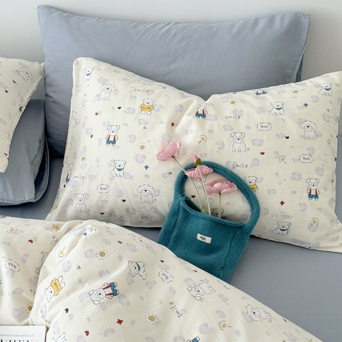 91家纺网 家纺一手货源 找家纺 安莱生活 2024新款高奢全棉新疆棉双层纱四件套 小白