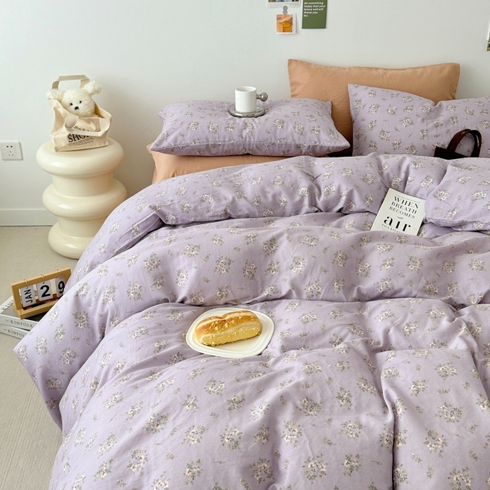 91家纺网 家纺一手货源 找家纺 安莱生活 2024新款高奢全棉新疆棉双层纱四件套 海棠花黄